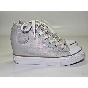 Everlast Women's Sneakers Size 6 EU 38 Silver Gray White Platform Lase Up Shoes